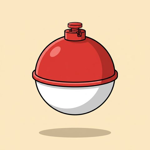 Push button round bobbers, red and white